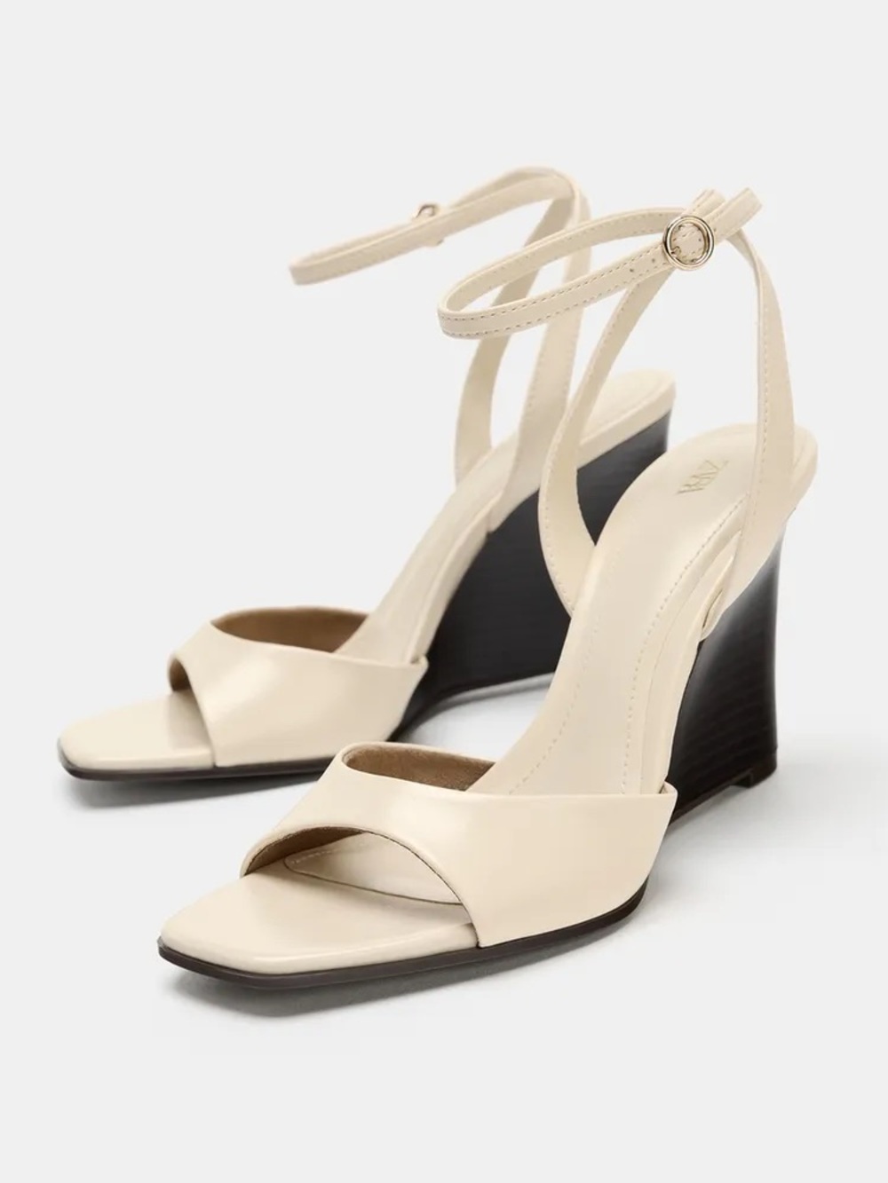 Zara WEDGE SANDALS. Off White. Size 6.5. New with Tags.